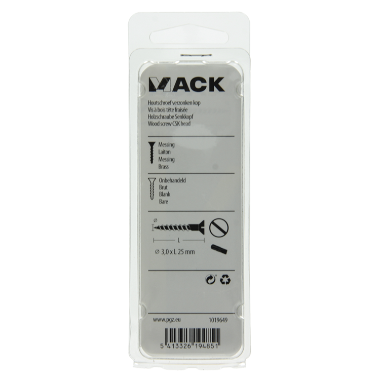 Afbeelding laden in galerijviewer, Mack 1019649 - houtschroef verzonken kop messing 11st 3,0 x 25 mm | 10 stuks