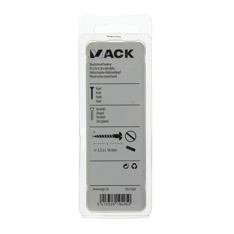 Afbeelding laden in galerijviewer, Mack 1017369 - houtschroef bolkop staal verzinkt 20 st 3,5 x 16 mm | 10 stuks