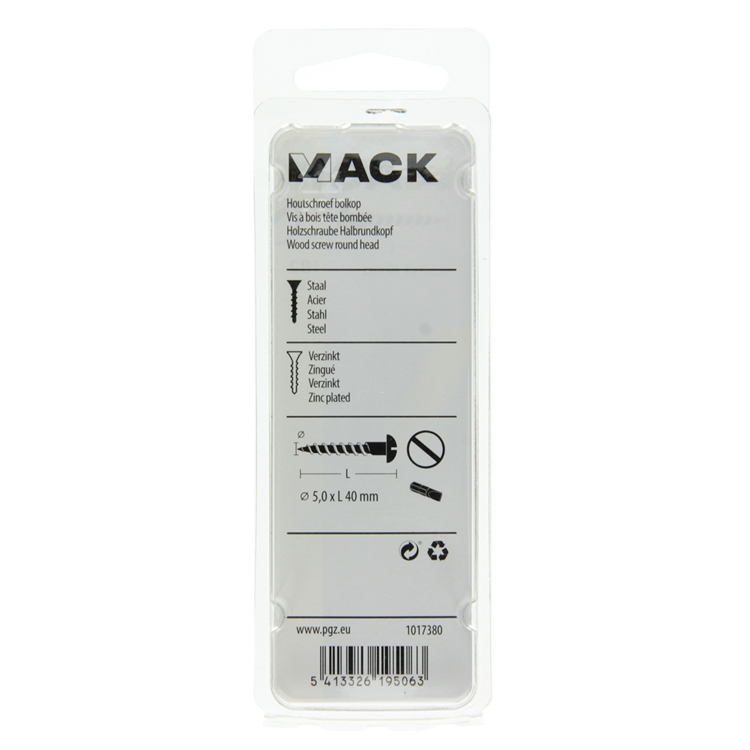 Load image into Gallery viewer, Mack 1017380 - houtschroef bolkop staal verzinkt 8 st 5,0 x 40 mm | 10 stuks