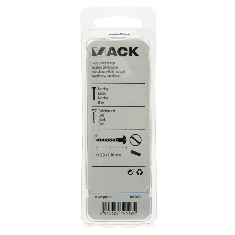 Load image into Gallery viewer, Mack 1019659 - houtschroef bolkop messing 12 st 3,0 x 16 mm | 10 stuks