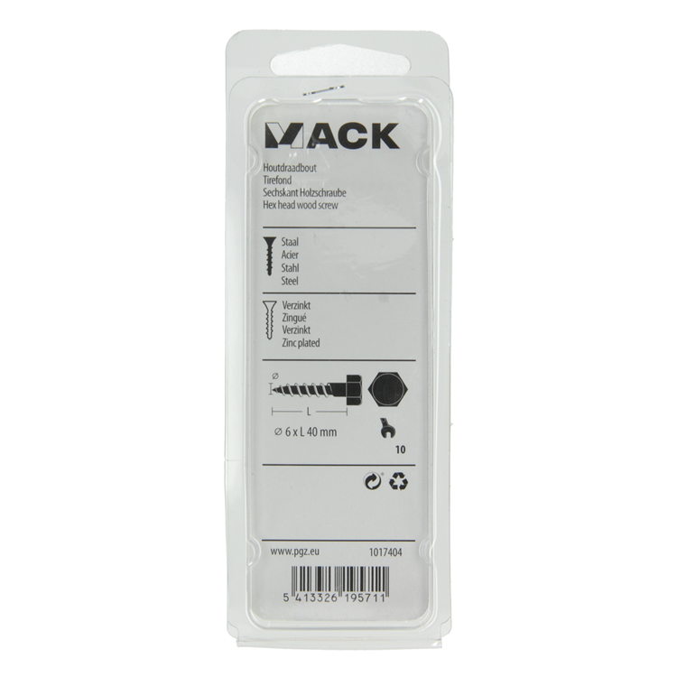 Afbeelding laden in galerijviewer, Mack 1017404 - houtdraadbout staal verzinkt 10 st 6 x 40 mm | 10 stuks