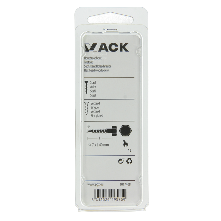 Afbeelding laden in galerijviewer, Mack 1017408 - houtdraadbout staal verzinkt 10 st 7 x 40 mm | 5 stuks