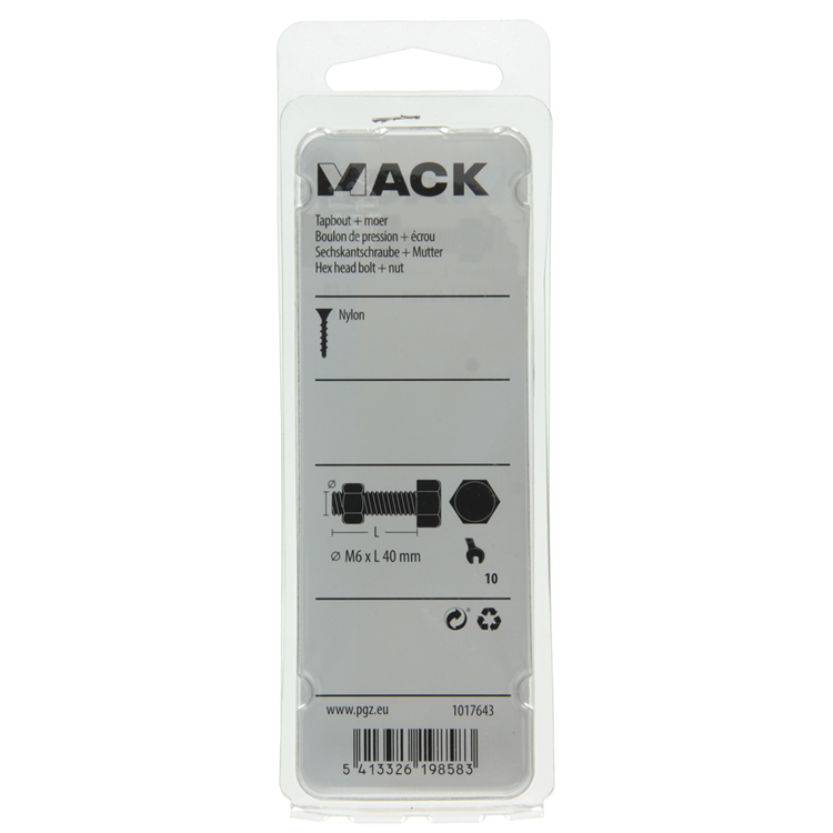 Load image into Gallery viewer, Mack 1017643 - tapbout + moer nylon 5 st m6 x 40 mm | 10 stuks