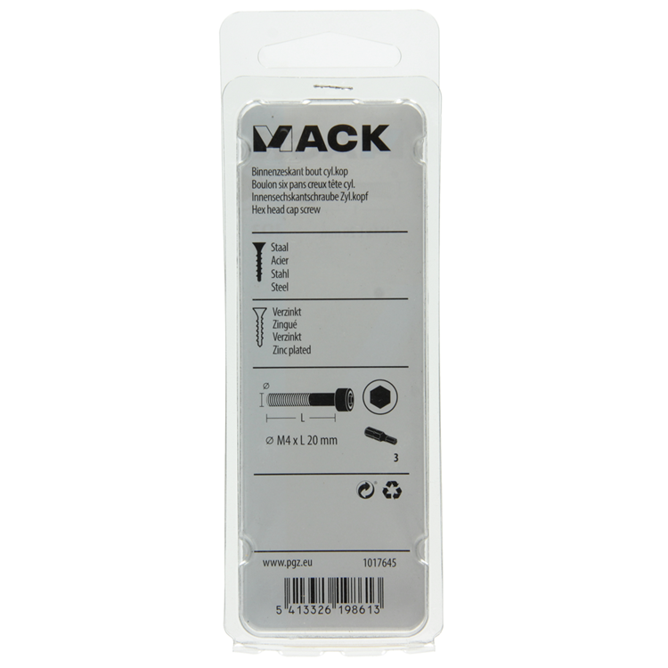 Load image into Gallery viewer, Mack 1017645 - binnenzeskant bout cyl.kop verz. 11 st m4 x 20 mm | 10 stuks