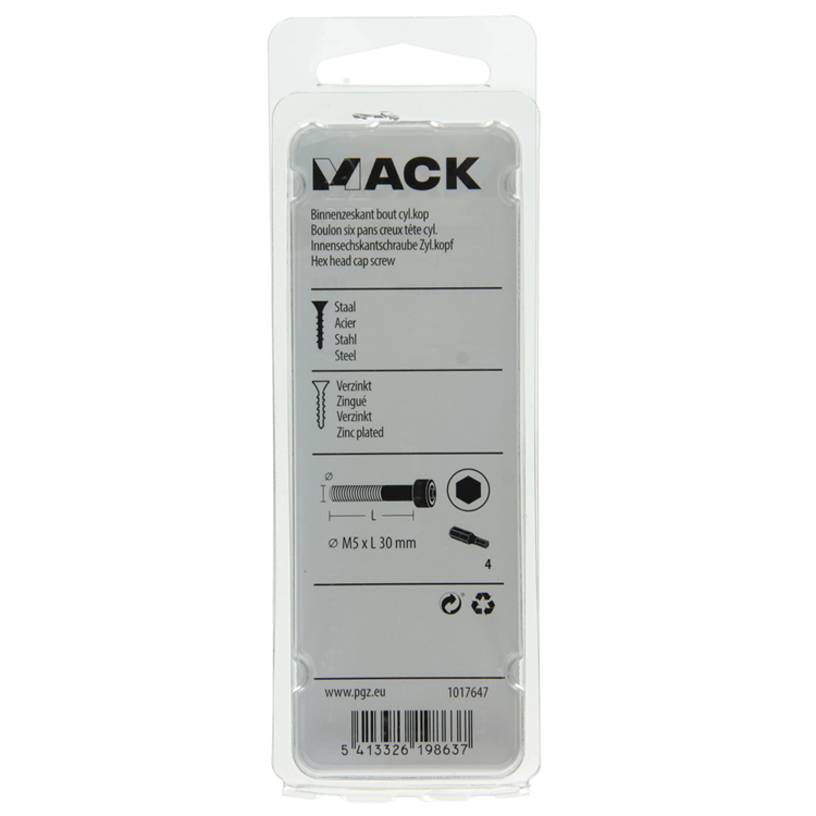 Load image into Gallery viewer, Mack 1017647 - binnenzeskant bout cyl.kop verz. 8 st m5 x 30 mm | 10 stuks