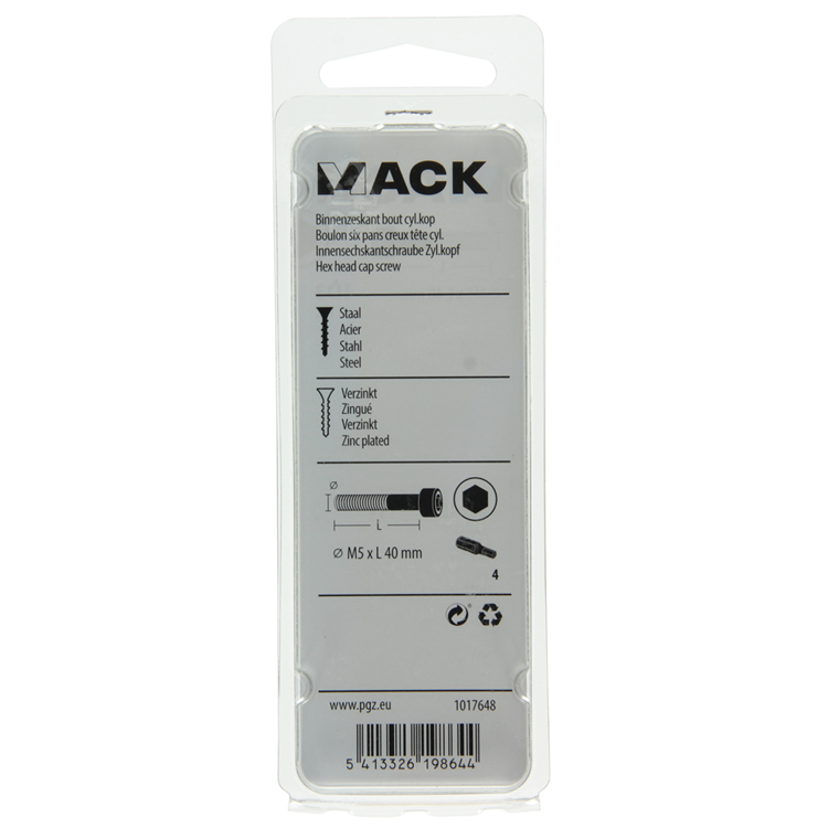 Afbeelding laden in galerijviewer, Mack 1017648 - binnenzeskant bout cyl.kop verz. 7 st m5 x 40 mm | 10 stuks