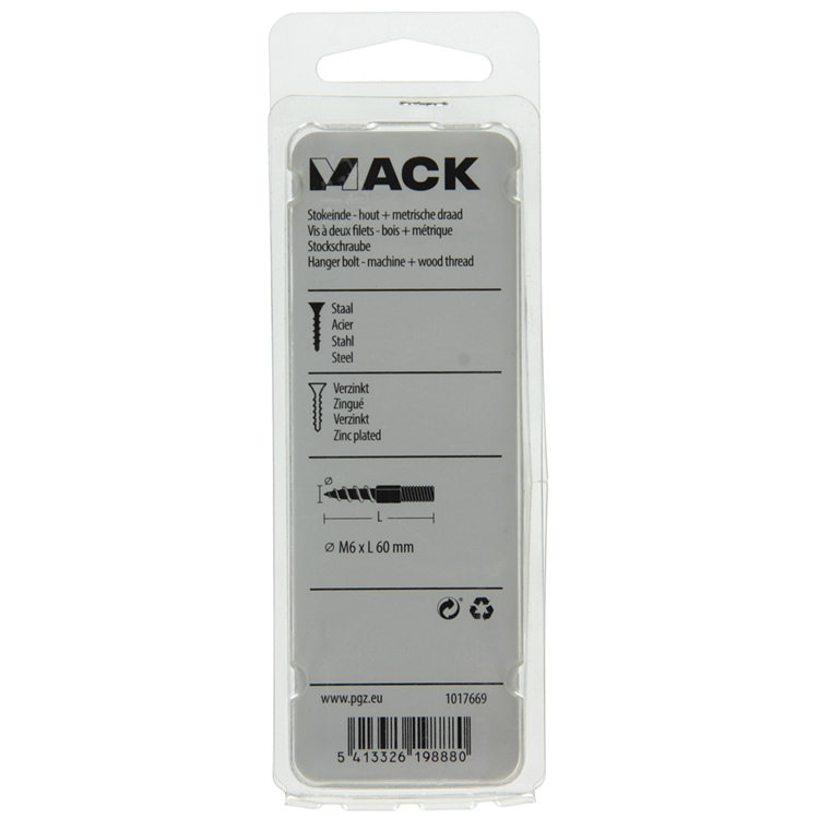 Load image into Gallery viewer, Mack 1017669 - stokeinde hout + metr. draad verz. 5 st m6x60 | 10 stuks