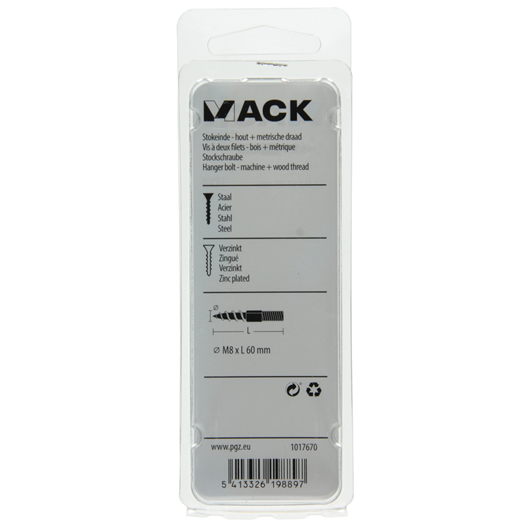 Load image into Gallery viewer, Mack 1017670 - stokeinde hout + metr. draad verz. 4 st m8x60 | 10 stuks
