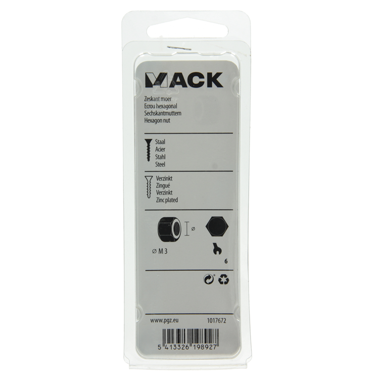 Load image into Gallery viewer, Mack 1017672 - zeskant moer staal verzinkt 60 st m 3 | 10 stuks
