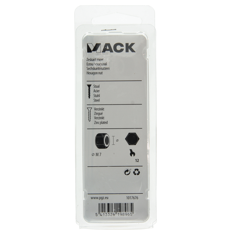 Load image into Gallery viewer, Mack 1017676 - zeskant moer staal verzinkt 20 st m 7 | 10 stuks