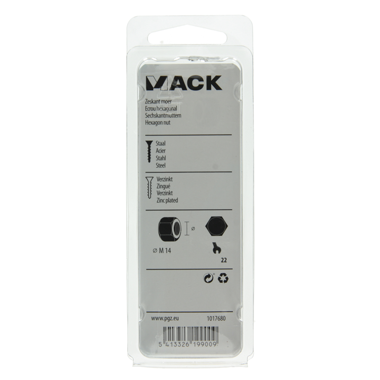 Load image into Gallery viewer, Mack 1017680 - zeskant moer staal verzinkt 4 st m 14 | 5 stuks