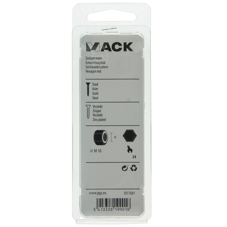 Load image into Gallery viewer, Mack 1017681 - zeskant moer staal verzinkt 3 st m 16 | 10 stuks