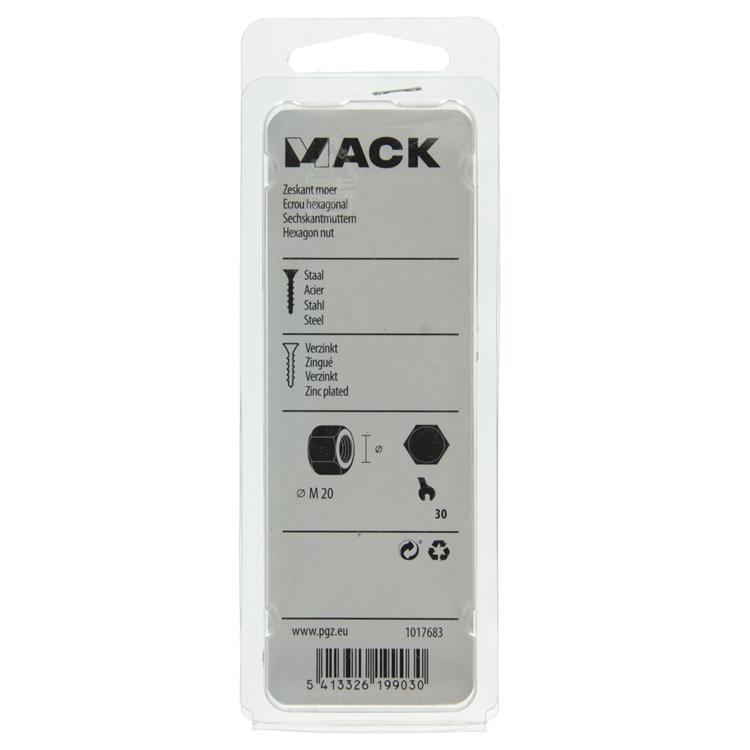 Load image into Gallery viewer, Mack 1017683 - zeskant moer staal verzinkt 2 st m 20 | 5 stuks