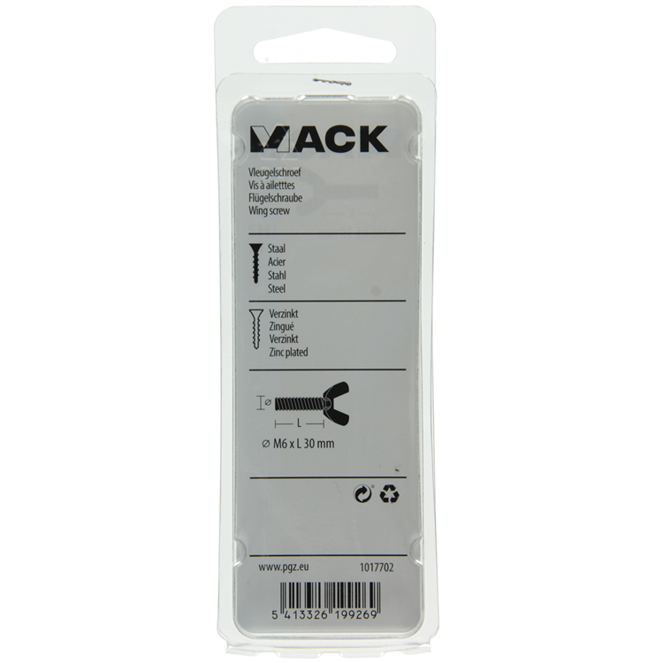 Load image into Gallery viewer, Mack 1017702 - vleugelschroef geelverzinkt 3 st m6 x 30 mm | 10 stuks