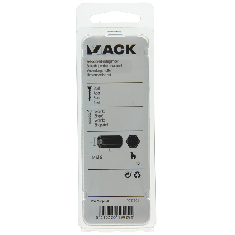 Load image into Gallery viewer, Mack 1017704 - zeskant verbindingsmoer verzinkt 3 st m6 | 10 stuks