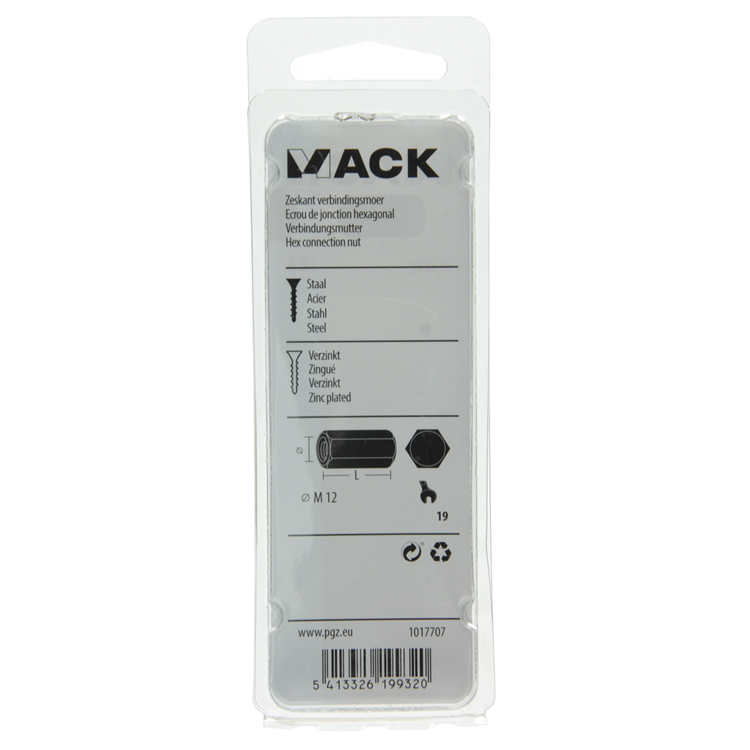 Load image into Gallery viewer, Mack 1017707 - zeskant verbindingsmoer verzinkt 1 st m12 | 5 stuks