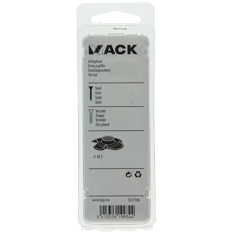 Load image into Gallery viewer, Mack 1017708 - inslagmoer staal verzinkt 4 st m5 | 10 stuks