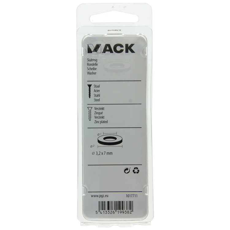 Load image into Gallery viewer, Mack 1017711 - sluitring staal verzinkt 70 st 3,2 x 7 mm | 10 stuks