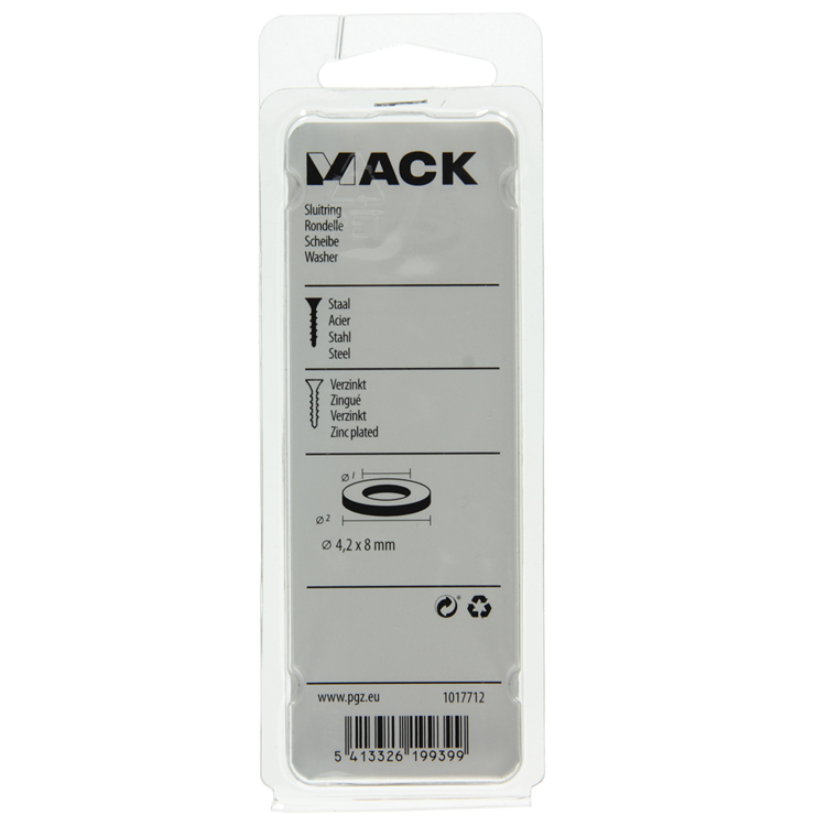 Load image into Gallery viewer, Mack 1017712 - sluitring staal verzinkt 60 st 4,2 x 8 mm | 10 stuks