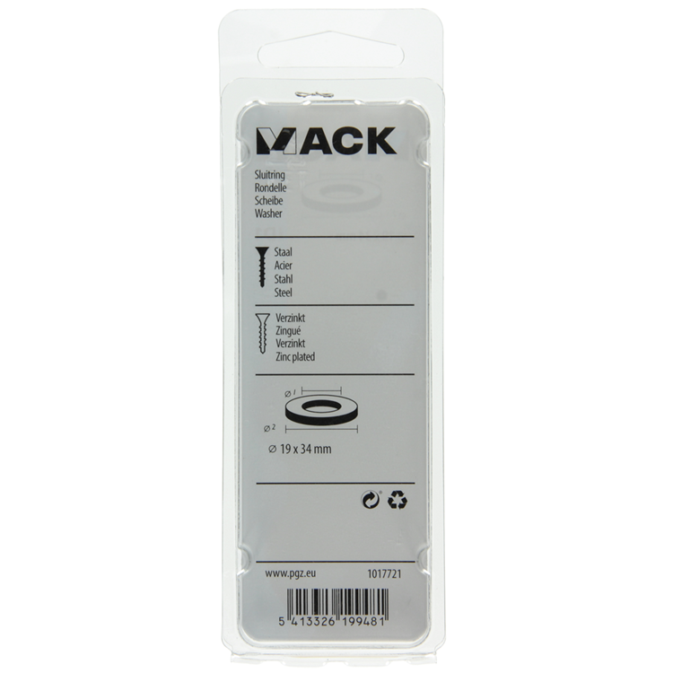 Load image into Gallery viewer, Mack 1017721 - sluitring staal verzinkt 5 st 19 x 34 mm | 10 stuks