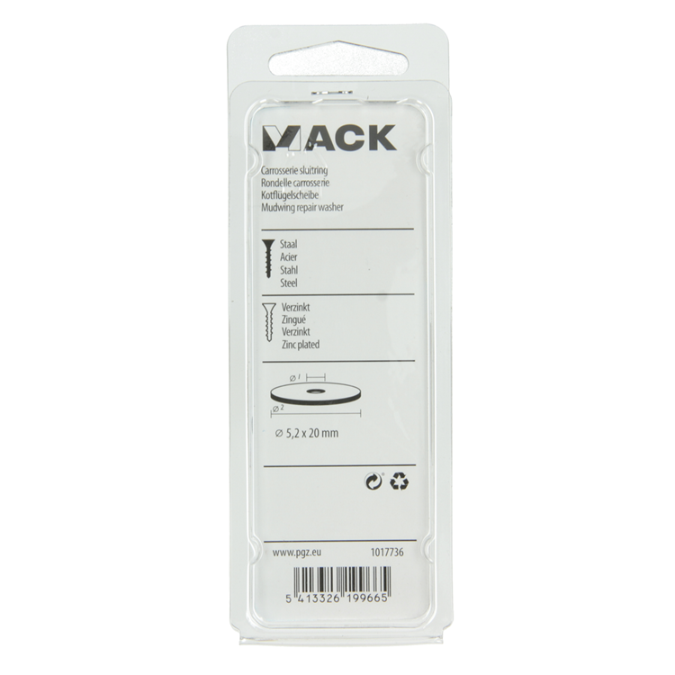 Load image into Gallery viewer, Mack 1017736 - carrosserie sluitring verzinkt25 st 5,2 x 20 mm | 10 stuks