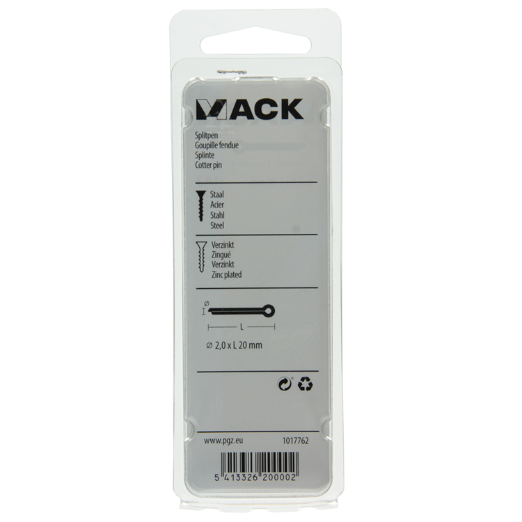 Load image into Gallery viewer, Mack 1017762 - splitpen staal verzinkt 22 st 2,0 x 20 mm | 10 stuks