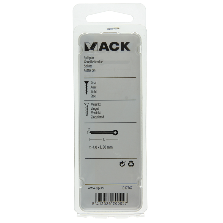 Load image into Gallery viewer, Mack 1017767 - splitpen staal verzinkt 8 st 4,0 x 50 mm | 10 stuks