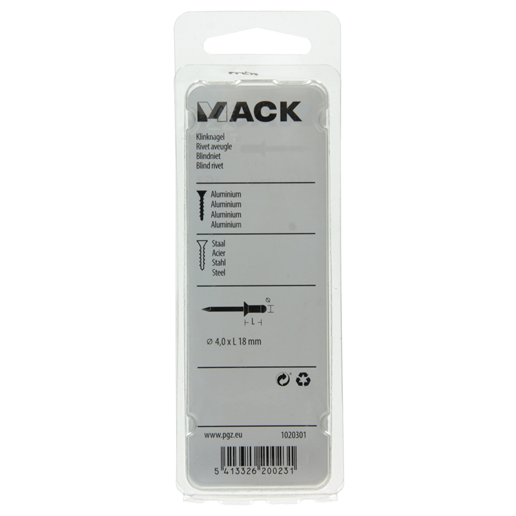 Load image into Gallery viewer, Mack 1020301 - 22 blindnieten alu 4,0x18mm | 5 stuks