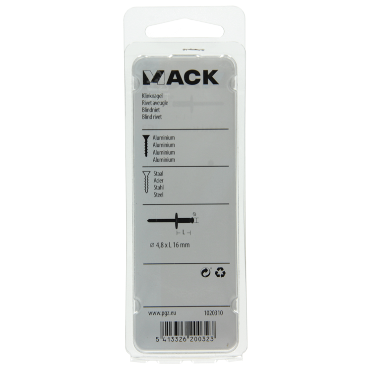 Load image into Gallery viewer, Mack 1020310 - 10 blindnieten alu brede kop 4,8x16mm | 5 stuks