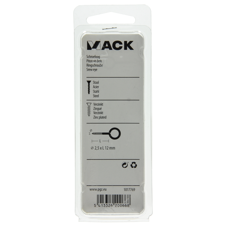 Load image into Gallery viewer, Mack 1017769 - schroefoog staal verzinkt 18st 2,5 x 12 mm | 10 stuks