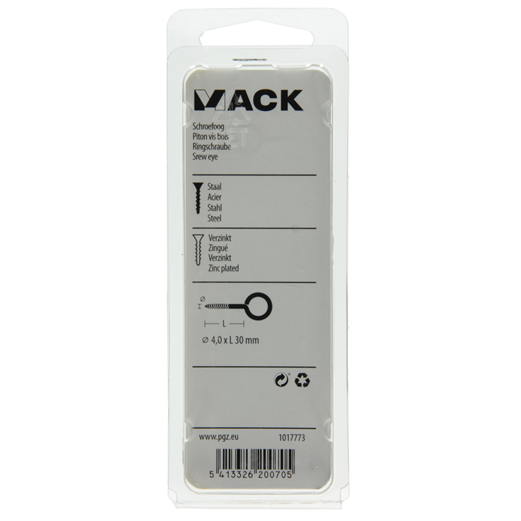 Load image into Gallery viewer, Mack 1017773 - schroefoog staal verzinkt 9 st 4,0 x 30 mm | 10 stuks