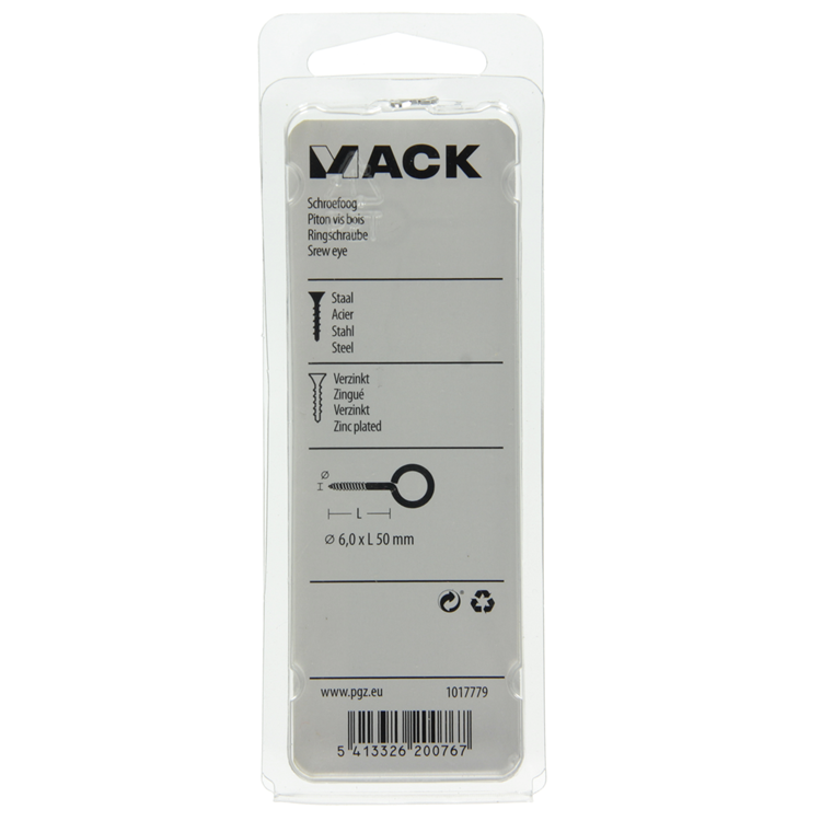 Load image into Gallery viewer, Mack 1017779 - schroefoog staal verzinkt 4 st 6,0 x 50 mm | 5 stuks