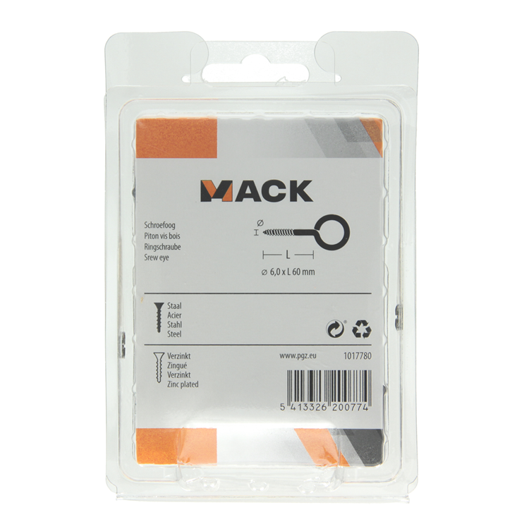 Load image into Gallery viewer, Mack 1017780 - schroefoog staal verzinkt 3 st 6,0 x 60 mm | 5 stuks