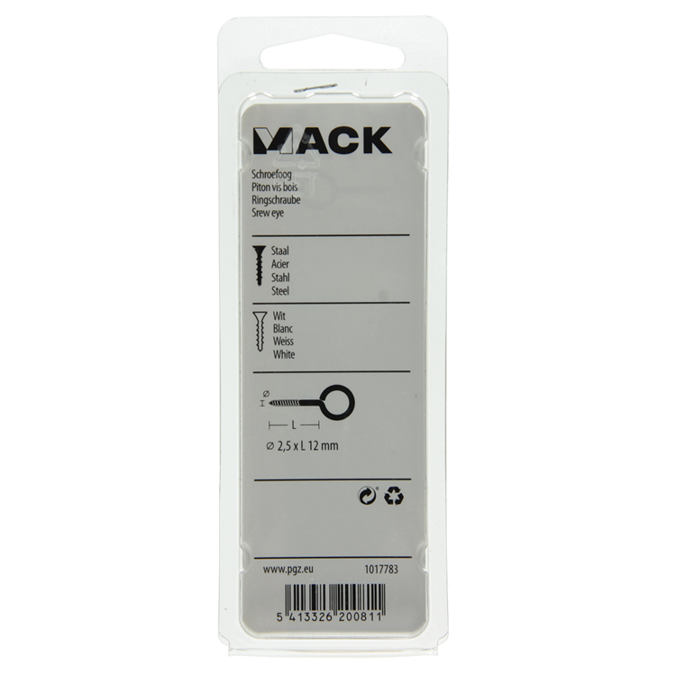 Load image into Gallery viewer, Mack 1017783 - schroefoog staal wit 10 st 2,5 x 12 mm | 10 stuks
