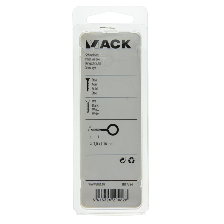 Load image into Gallery viewer, Mack 1017784 - schroefoog staal wit 7 st 3,0 x 16 mm | 10 stuks
