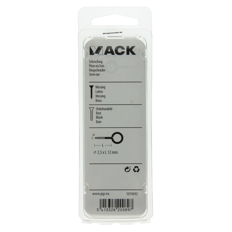 Load image into Gallery viewer, Mack 1019692 - schroefoog messing 6 st 2,5 x 12mm | 10 stuks