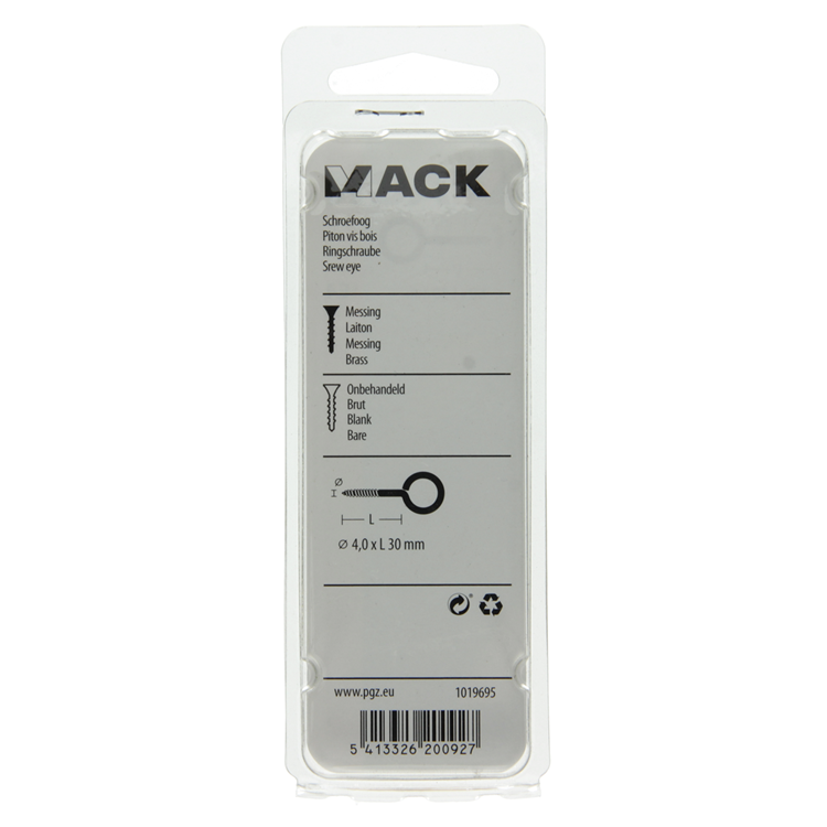 Load image into Gallery viewer, Mack 1019695 - schroefoog messing 2 st 4,0 x 30mm | 10 stuks