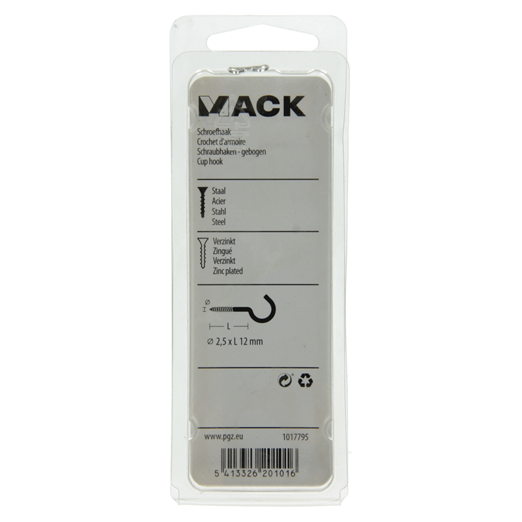 Load image into Gallery viewer, Mack 1017795 - schroefhaak staal verzinkt 18st 2,5 x 12 mm | 10 stuks