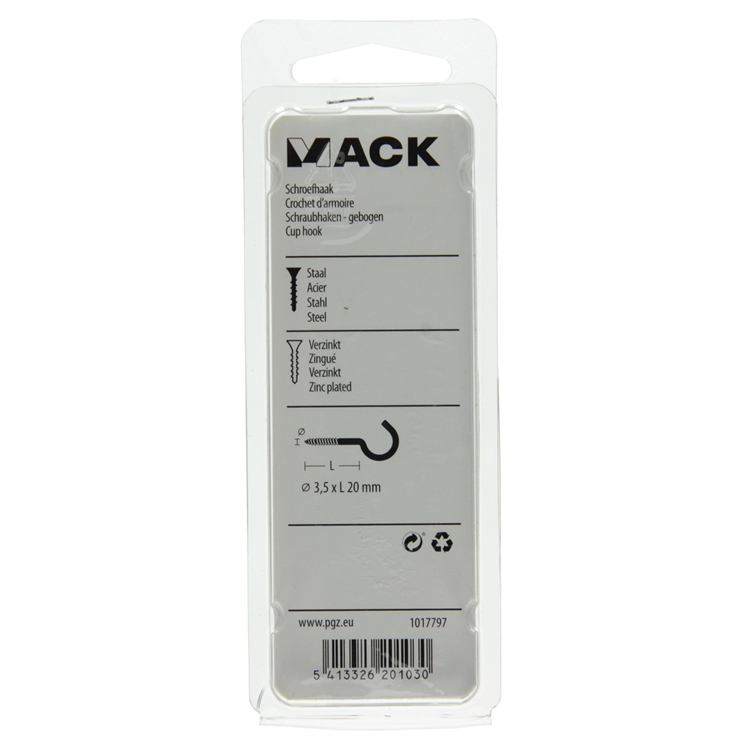 Load image into Gallery viewer, Mack 1017797 - schroefhaak staal verzinkt 10st 3,5 x 20 mm | 10 stuks