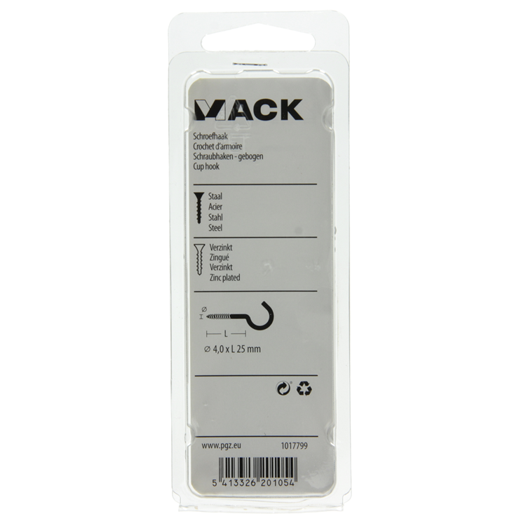 Load image into Gallery viewer, Mack 1017799 - schroefhaak staal verzinkt 7st 4,0 x 25 mm | 10 stuks