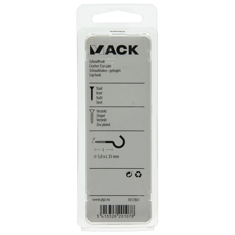 Load image into Gallery viewer, Mack 1017801 - schroefhaak staal verzinkt 4st 5,0 x 35 mm | 10 stuks