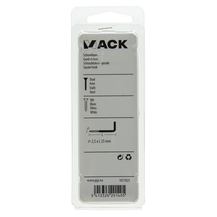 Load image into Gallery viewer, Mack 1017825 - schroefduim staal wit 8 st 2,5 x 25 mm | 10 stuks