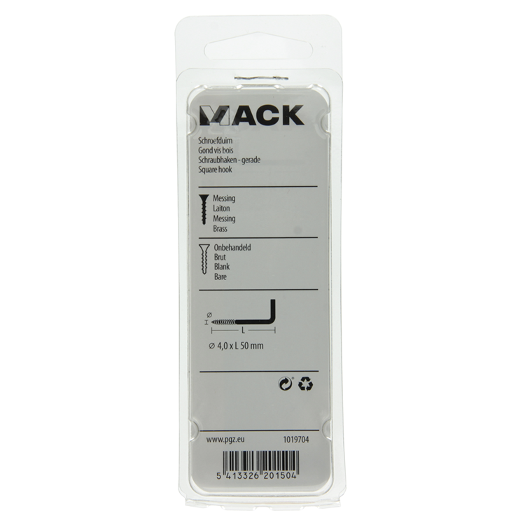 Load image into Gallery viewer, Mack 1019704 - schroefduim messing 2 st 4,0 x 50mm | 10 stuks