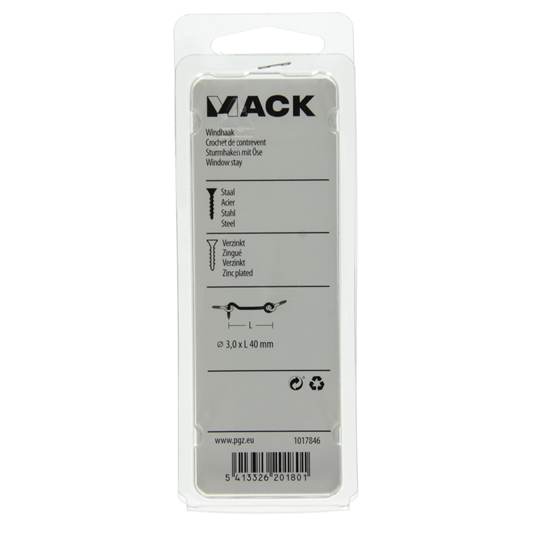 Load image into Gallery viewer, Mack 1017846 - windhaak staal verzinkt 2 st 3,0 x 40 mm | 10 stuks
