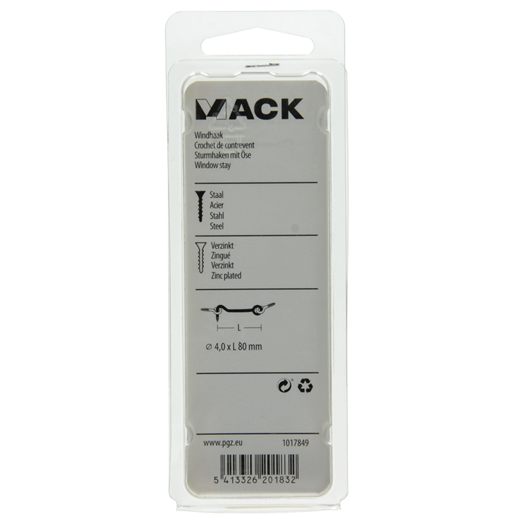 Load image into Gallery viewer, Mack 1017849 - windhaak staal verzinkt 2 st 4,0 x 80 mm | 5 stuks