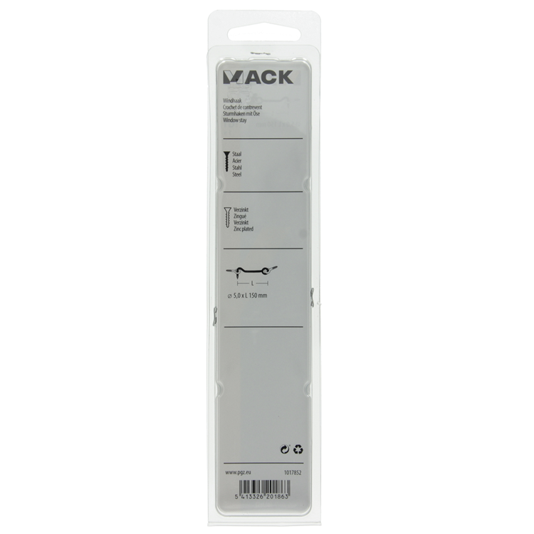 Load image into Gallery viewer, Mack 1017852 - windhaak staal verzinkt 1 st 5,0 x 150 mm | 5 stuks