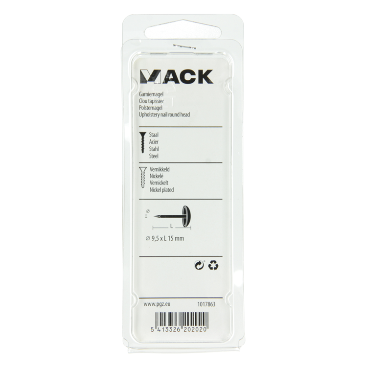 Load image into Gallery viewer, Mack 1017863 - garniernagel staal vernikkeld 40 st 9,5 x 15 mm | 10 stuks