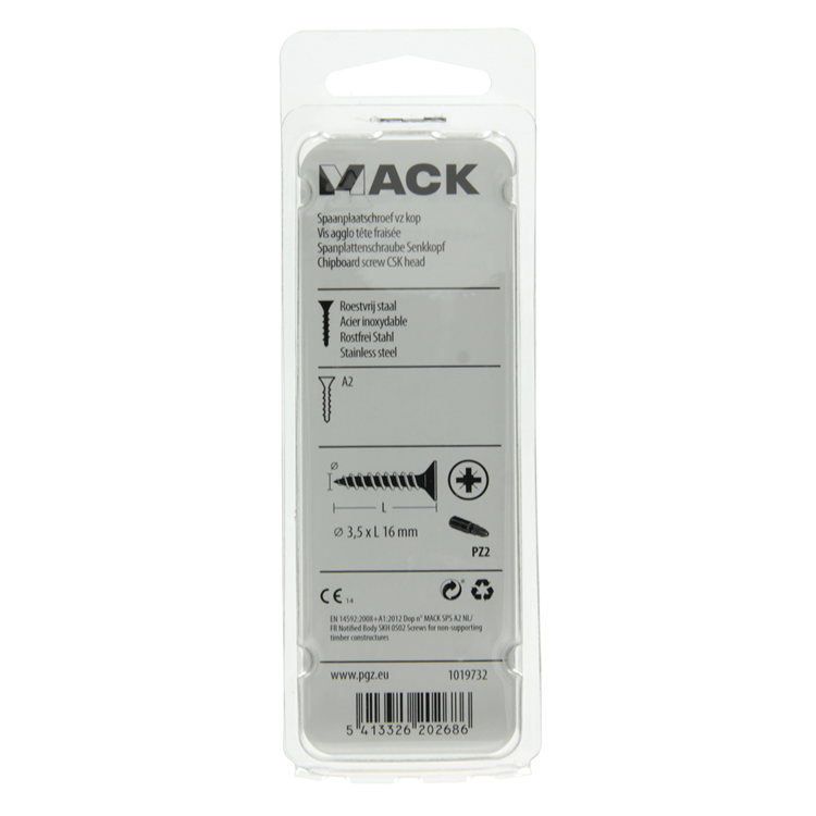 Load image into Gallery viewer, Mack 1019732 - spaanplaatschroef vz kop rvs 24 st 3,5 x 16 mm | 10 stuks