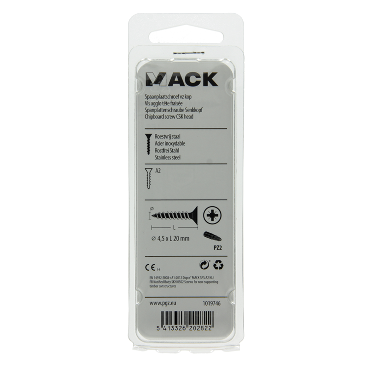Load image into Gallery viewer, Mack 1019746 - spaanplaatschroef vz kop rvs 13 st 4,5 x 20 mm | 10 stuks