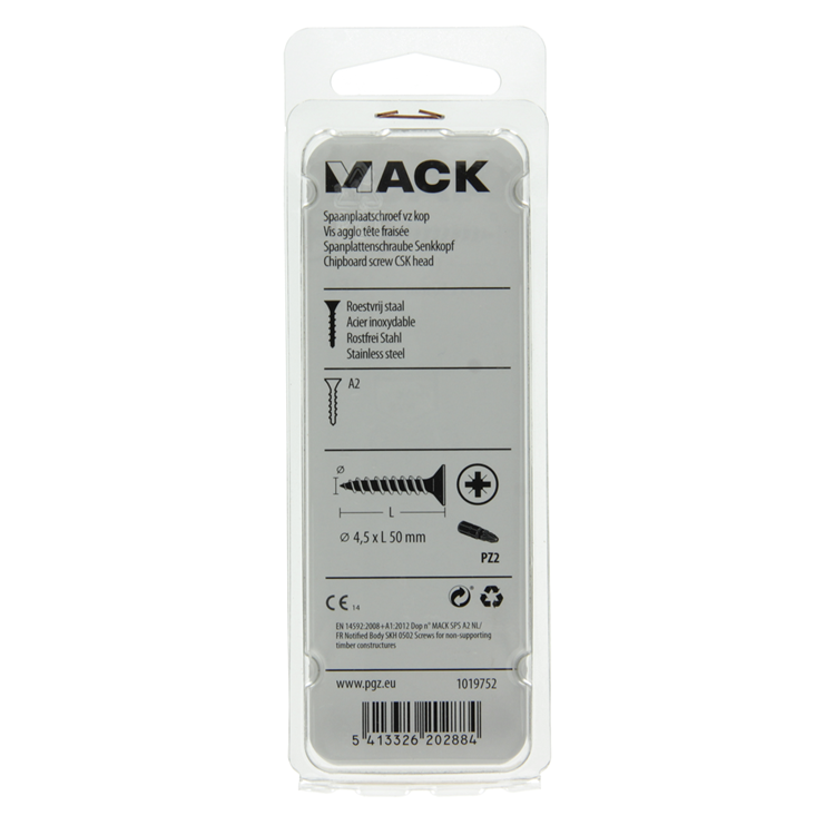 Load image into Gallery viewer, Mack 1019752 - spaanplaatschroef vz kop rvs 6 st 4,5 x 50 mm | 10 stuks